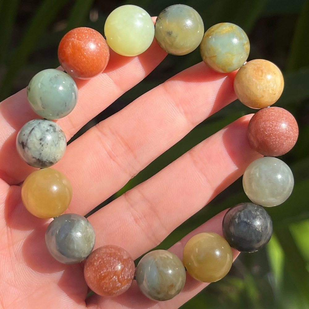 14mm stretchable‎ multicolor Xiuju jade bracelet
